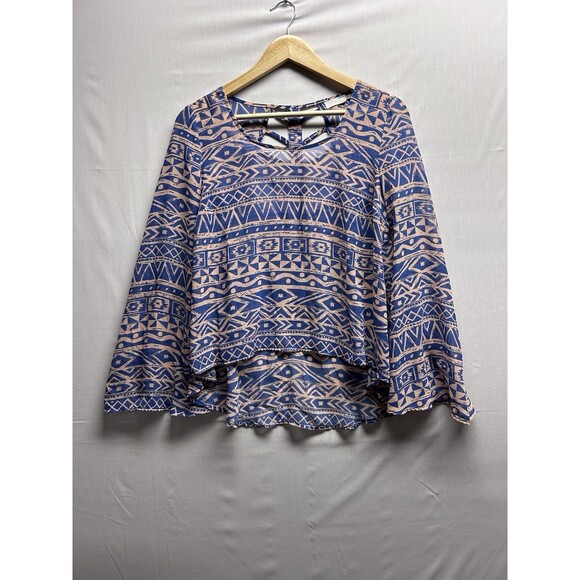 Anthropologie Blu Pepper Women’s Small Boho Hippie Aztec Crop Blouse - Picture 1 of 8